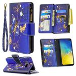 For Samsung Galaxy S10e Colored Drawing Pattern Zipper Horizontal Flip Leather Case with Holder & Card Slots & Wallet(Purple Butterfly)
