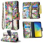 For Samsung Galaxy S10e Colored Drawing Pattern Zipper Horizontal Flip Leather Case with Holder & Card Slots & Wallet(Tree)