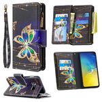 For Samsung Galaxy S10e Colored Drawing Pattern Zipper Horizontal Flip Leather Case with Holder & Card Slots & Wallet(Big Butterfly)