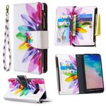 For Samsung Galaxy S10 Plus Colored Drawing Pattern Zipper Horizontal Flip Leather Case with Holder & Card Slots & Wallet(Sun Flower)