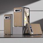 For Google Pixel Fold ABEEL Genuine Leather Litchi Texture Phone Case(Grey)