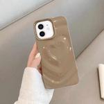 For iPhone 12 3D Love Pattern Phone Case(Milk Coffee)