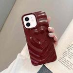 For iPhone 12 3D Love Pattern Phone Case(Wine Red)