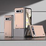 For Google Pixel Fold ABEEL Genuine Leather + PC Litchi Texture Phone Case(Pink Gold)