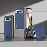 For Google Pixel Fold ABEEL Genuine Leather + PC Litchi Texture Phone Case(Blue)