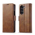 For Samsung Galaxy Z Fold6 5G LC.IMEEKE RFID Anti-theft Leather Phone Case(Brown)