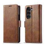 For Samsung Galaxy Z Fold7 5G LC.IMEEKE RFID Anti-theft Leather Phone Case(Brown)