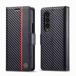 For Samsung Galaxy Z Fold4 LC.IMEEKE Carbon Fiber Leather Phone Case(Vertical Black)