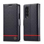 For Samsung Galaxy Z Fold4 LC.IMEEKE Carbon Fiber Leather Phone Case(Horizontal Black)