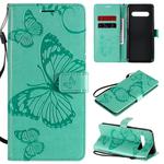 For LG V60 3D Butterflies Embossing Pattern Horizontal Flip Leather Case with Holder & Card Slot & Wallet(Green)