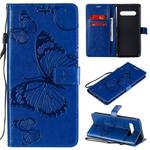 For LG V60 3D Butterflies Embossing Pattern Horizontal Flip Leather Case with Holder & Card Slot & Wallet(Blue)