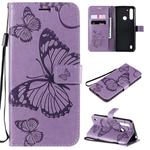 For Motorola Moto G8 Power Lite 3D Butterflies Embossing Pattern Horizontal Flip Leather Case with Holder & Card Slot & Wallet(Purple)