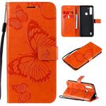 For Motorola Moto G8 Power Lite 3D Butterflies Embossing Pattern Horizontal Flip Leather Case with Holder & Card Slot & Wallet(Orange)