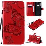 For Motorola Moto G8 Power Lite 3D Butterflies Embossing Pattern Horizontal Flip Leather Case with Holder & Card Slot & Wallet(Red)