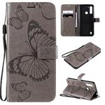 For Motorola Moto G8 Power Lite 3D Butterflies Embossing Pattern Horizontal Flip Leather Case with Holder & Card Slot & Wallet(Grey)