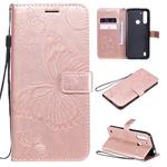 For Motorola Moto G8 Power Lite 3D Butterflies Embossing Pattern Horizontal Flip Leather Case with Holder & Card Slot & Wallet(Rose Gold)