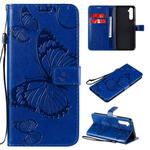 For OPPO Realme 6 3D Butterflies Embossing Pattern Horizontal Flip Leather Case with Holder & Card Slot & Wallet(Blue)