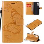 For OPPO Realme 6 3D Butterflies Embossing Pattern Horizontal Flip Leather Case with Holder & Card Slot & Wallet(Yellow)