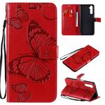 For OPPO Realme 6 3D Butterflies Embossing Pattern Horizontal Flip Leather Case with Holder & Card Slot & Wallet(Red)