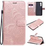For OPPO Realme 6 3D Butterflies Embossing Pattern Horizontal Flip Leather Case with Holder & Card Slot & Wallet(Rose Gold)