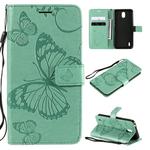 For Nokia 1.3 3D Butterflies Embossing Pattern Horizontal Flip Leather Case with Holder & Card Slot & Wallet(Green)