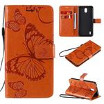 For Nokia 1.3 3D Butterflies Embossing Pattern Horizontal Flip Leather Case with Holder & Card Slot & Wallet(Orange)