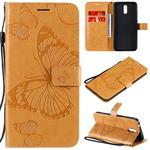 For Nokia 2.3 3D Butterflies Embossing Pattern Horizontal Flip Leather Case with Holder & Card Slot & Wallet(Yellow)