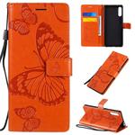 For Sony Xperia L4 3D Butterflies Embossing Pattern Horizontal Flip Leather Case with Holder & Card Slot & Wallet(Orange)