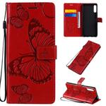 For Sony Xperia L4 3D Butterflies Embossing Pattern Horizontal Flip Leather Case with Holder & Card Slot & Wallet(Red)