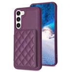 For Samsung Galaxy S23+ 5G BF25 Square Plaid Card Bag Holder Phone Case(Dark Purple)