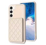 For Samsung Galaxy S23+ 5G BF25 Square Plaid Card Bag Holder Phone Case(Beige)