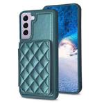 For Samsung Galaxy S22+ 5G BF25 Square Plaid Card Bag Holder Phone Case(Green)