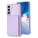 For Samsung Galaxy S22 5G BF25 Square Plaid Card Bag Holder Phone Case(Purple)