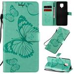 For Xiaomi Redmi Note 9 Pro 3D Butterflies Embossing Pattern Horizontal Flip Leather Case with Holder & Card Slot & Wallet(Green)