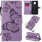 For Xiaomi Redmi Note 9 Pro 3D Butterflies Embossing Pattern Horizontal Flip Leather Case with Holder & Card Slot & Wallet(Purple)