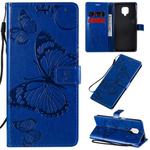 For Xiaomi Redmi Note 9 Pro 3D Butterflies Embossing Pattern Horizontal Flip Leather Case with Holder & Card Slot & Wallet(Blue)