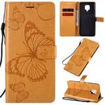 For Xiaomi Redmi Note 9 Pro 3D Butterflies Embossing Pattern Horizontal Flip Leather Case with Holder & Card Slot & Wallet(Yellow)