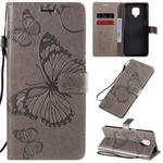For Xiaomi Redmi Note 9 Pro 3D Butterflies Embossing Pattern Horizontal Flip Leather Case with Holder & Card Slot & Wallet(Grey)