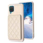For Samsug Galaxy A12 BF25 Square Plaid Card Bag Holder Phone Case(Beige)
