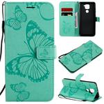 For Xiaomi Redmi Note 9 / 10X 4G 3D Butterflies Embossing Pattern Horizontal Flip Leather Case with Holder & Card Slot & Wallet(Green)