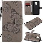 For Xiaomi Redmi Note 9 / 10X 4G 3D Butterflies Embossing Pattern Horizontal Flip Leather Case with Holder & Card Slot & Wallet(Grey)
