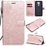For Xiaomi Redmi Note 9 / 10X 4G 3D Butterflies Embossing Pattern Horizontal Flip Leather Case with Holder & Card Slot & Wallet(Rose Gold)
