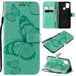 For Samsung Galaxy A21s 3D Butterflies Embossing Pattern Horizontal Flip Leather Case with Holder & Card Slot & Wallet(Green)