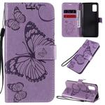 For Samsung Galaxy A41 3D Butterflies Embossing Pattern Horizontal Flip Leather Case with Holder & Card Slot & Wallet(Purple)