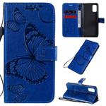 For Samsung Galaxy A41 3D Butterflies Embossing Pattern Horizontal Flip Leather Case with Holder & Card Slot & Wallet(Blue)
