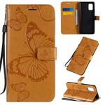 For Samsung Galaxy A71 5G 3D Butterflies Embossing Pattern Horizontal Flip Leather Case with Holder & Card Slot & Wallet(Yellow)