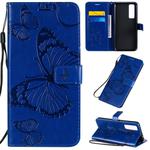 For Huawei Nova 7 3D Butterflies Embossing Pattern Horizontal Flip Leather Case with Holder & Card Slot & Wallet(Blue)