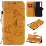 For Huawei Nova 7 Pro 3D Butterflies Embossing Pattern Horizontal Flip Leather Case with Holder & Card Slot & Wallet(Yellow)