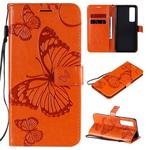 For Huawei Nova 7 Pro 3D Butterflies Embossing Pattern Horizontal Flip Leather Case with Holder & Card Slot & Wallet(Orange)