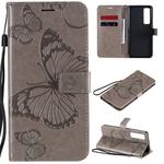 For Huawei Nova 7 Pro 3D Butterflies Embossing Pattern Horizontal Flip Leather Case with Holder & Card Slot & Wallet(Grey)